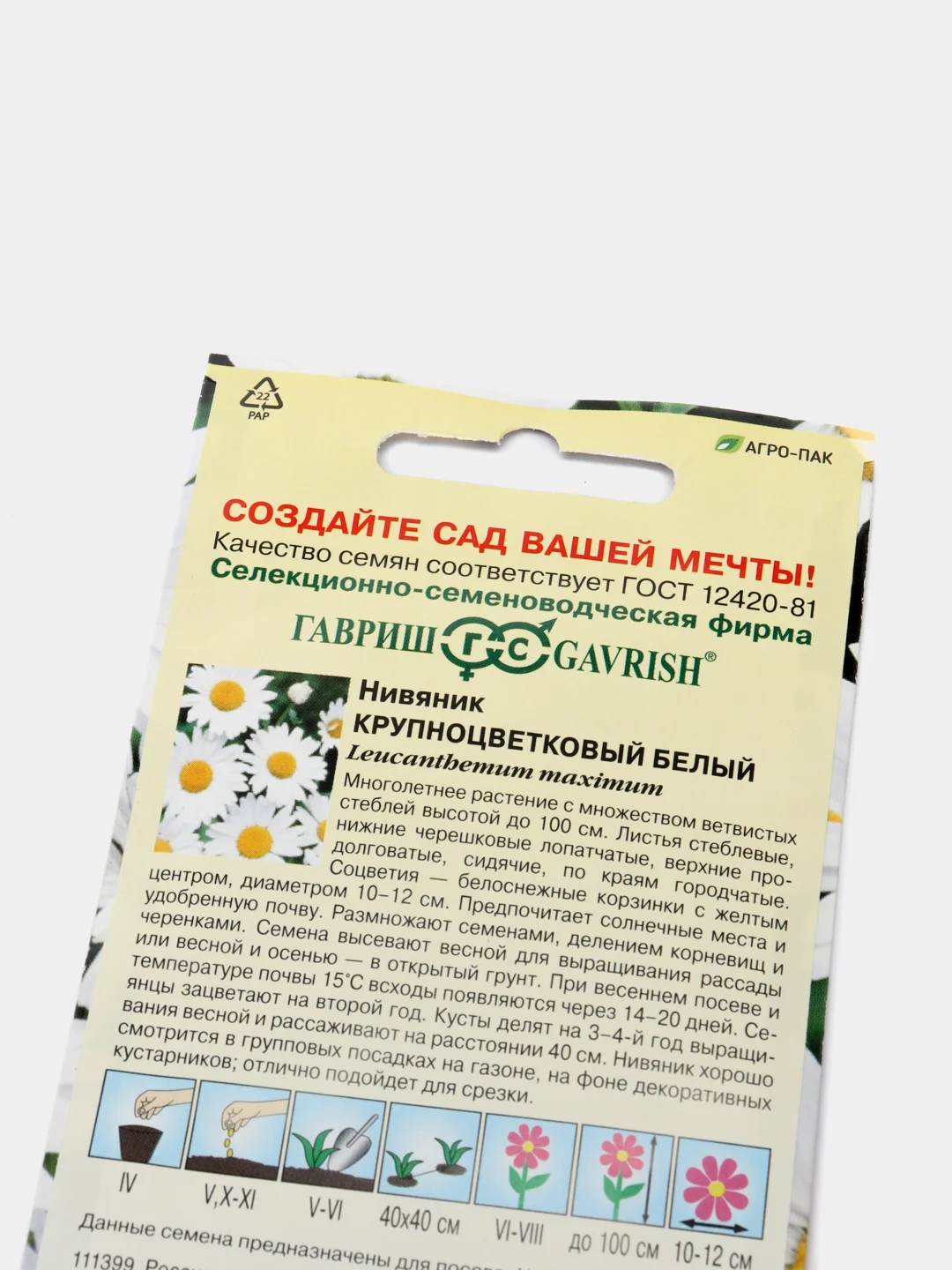 Семена Нивяник крупноцветковый белый набор 2 уп