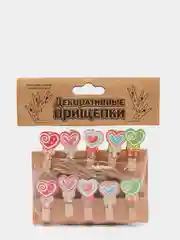 Прищепки декоративные "Узоры в сердечках", набор из 10 штук