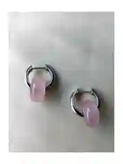 Серебряный серьги-конго, с натуральным розовым кварцем