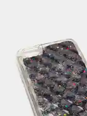 Черный силиконовый чехол-накладка с жидкими блестками для iPhone
