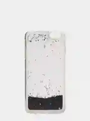 Черный силиконовый чехол-накладка с жидкими блестками для iPhone