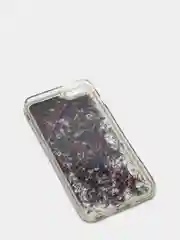 Черный силиконовый чехол-накладка с жидкими блестками для iPhone