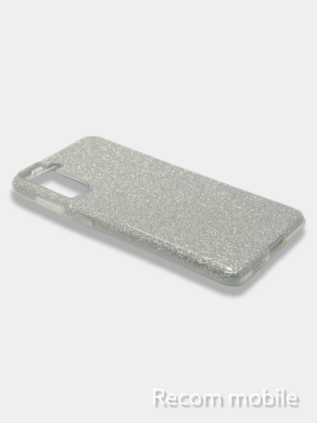 Серебряный чехол блестящий Samsung Galaxy S21 Plus накладка c блёстками Самсунг S21 +