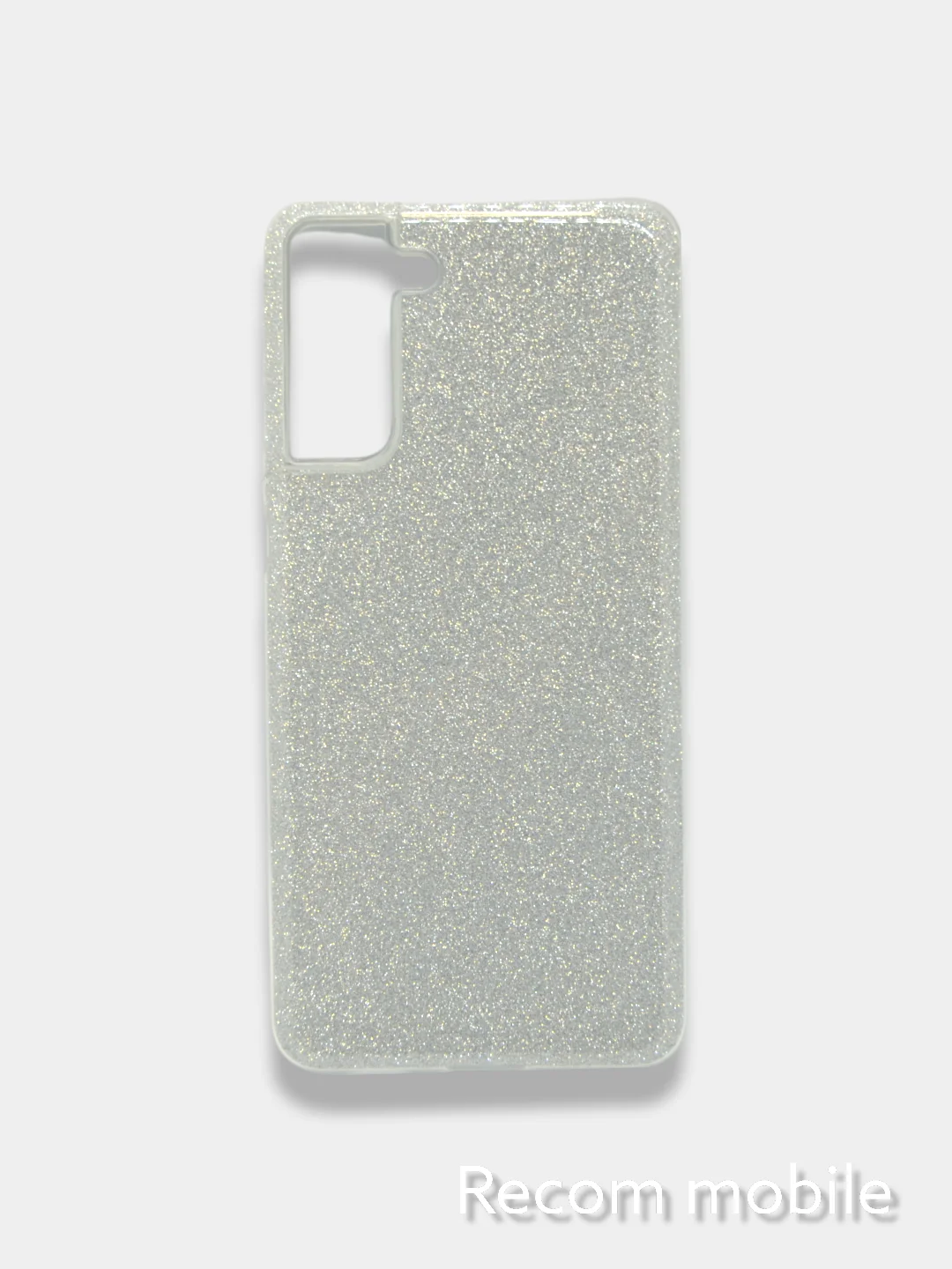Серебряный чехол блестящий Samsung Galaxy S21 Plus накладка c блёстками Самсунг S21 +