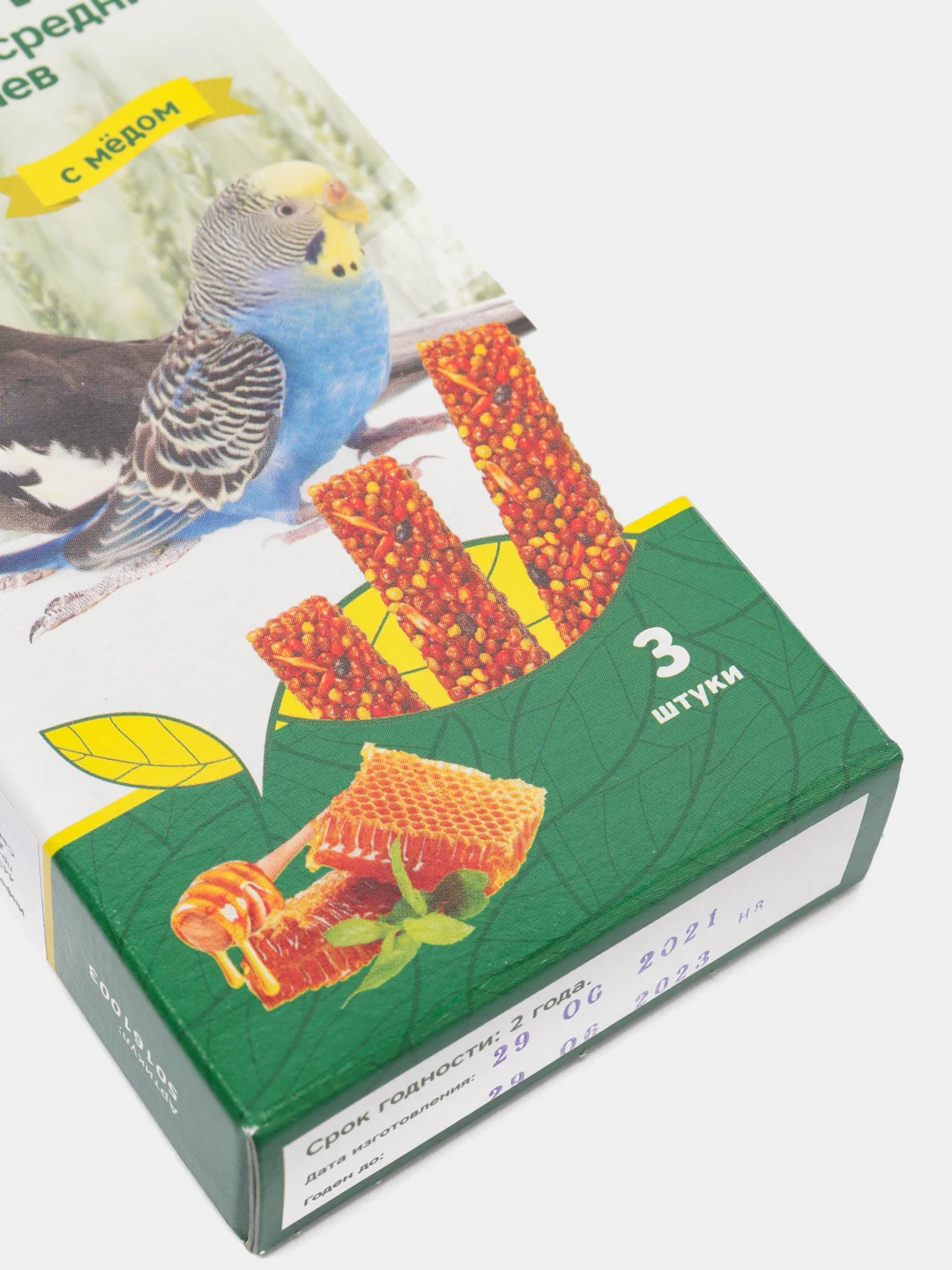 Лакомство Triol для мелких и средних попугаев с мёдом (уп. 3 шт), 80г Зерновая палочка