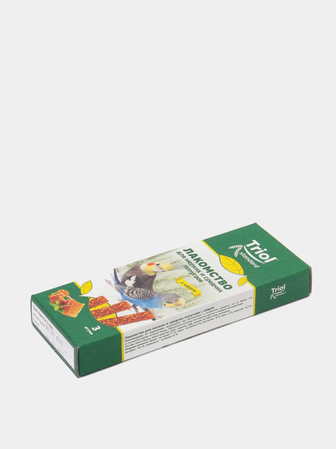 Лакомство Triol для мелких и средних попугаев с мёдом (уп. 3 шт), 80г Зерновая палочка