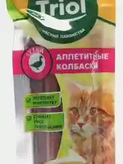 Лакомство "Аппетитные Колбаски", из утки для кошек, 40 г, Triol