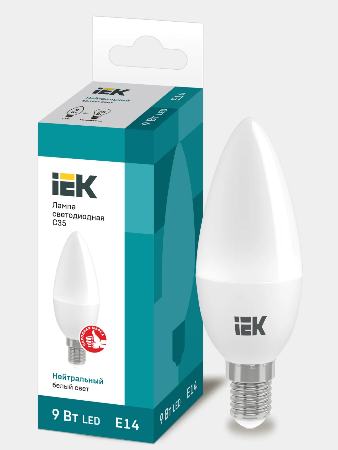 Светодиодная лампа свеча IEK 5 штук, цоколь E14/E27, мощность 5/7/9 Вт
