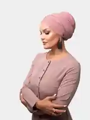Пудровый платок мусульманский /Хиджаб/Платок шифоновый /Платок на никах/Готовый платок/Тюрбан/ADEMI