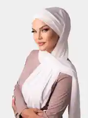 Белый платок мусульманский /Хиджаб/Платок шифоновый /Платок на никах/Готовый платок/Тюрбан/ADEMI