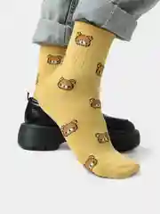Горчичный носки с мишками, женские
