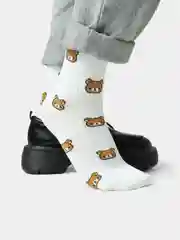 Белый носки с мишками, женские