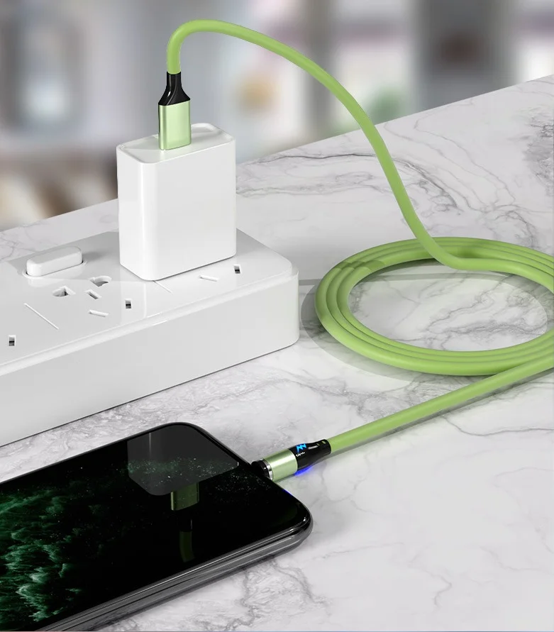 Кабель силиконовый 3.0A Type-C, Micro-USB, Lightning, магнитный, быстрая зарядка