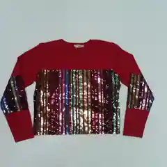 Красный джемпер с пайетками
