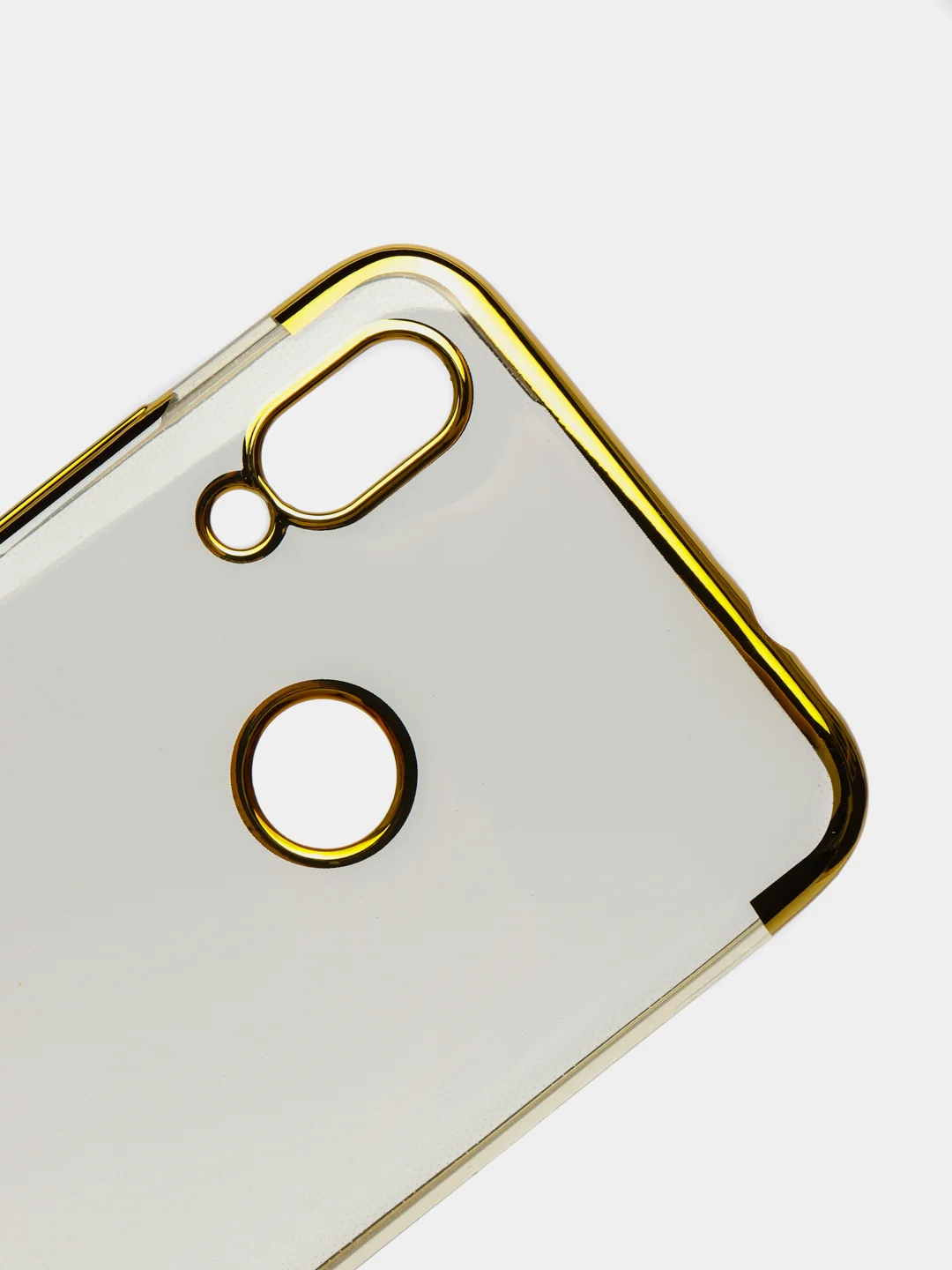 Золотой xiaomi Redmi 7, Сяоми Редми 7 чехол прозрачный силиконовый с глянцевой рамкой