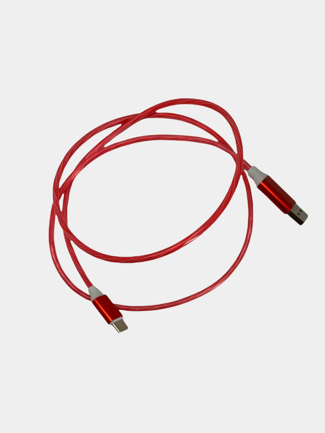 Красный cветящийся USB-кабель для зарядки телефона