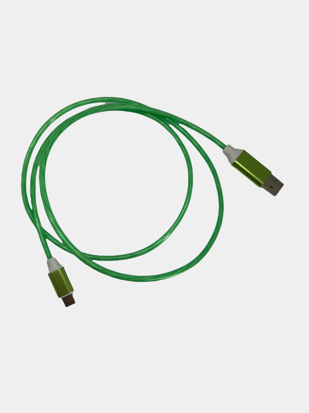 Зеленый cветящийся USB-кабель для зарядки телефона