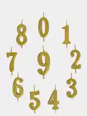 Золотой свеча в торт на шпажке, 4 вида, цифра: 0, 1, 2, 3, 4, 5, 6, 7, 8, 9, 4.5 х 2.5 см