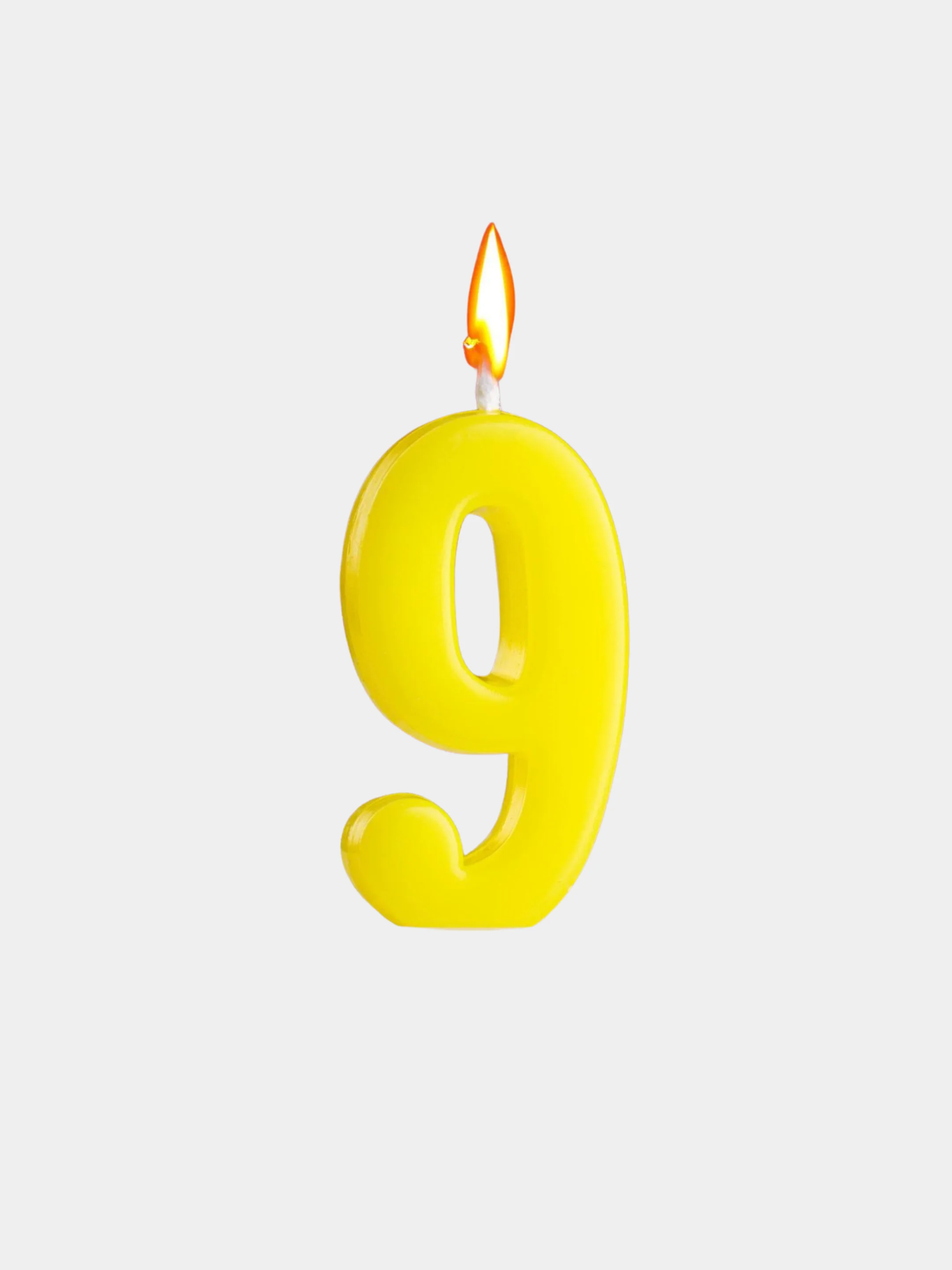 Желтый свеча в торт на шпажке, 4 вида, цифра: 0, 1, 2, 3, 4, 5, 6, 7, 8, 9, 4.5 х 2.5 см