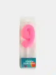 Розовый свеча в торт на шпажке, 4 вида, цифра: 0, 1, 2, 3, 4, 5, 6, 7, 8, 9, 4.5 х 2.5 см