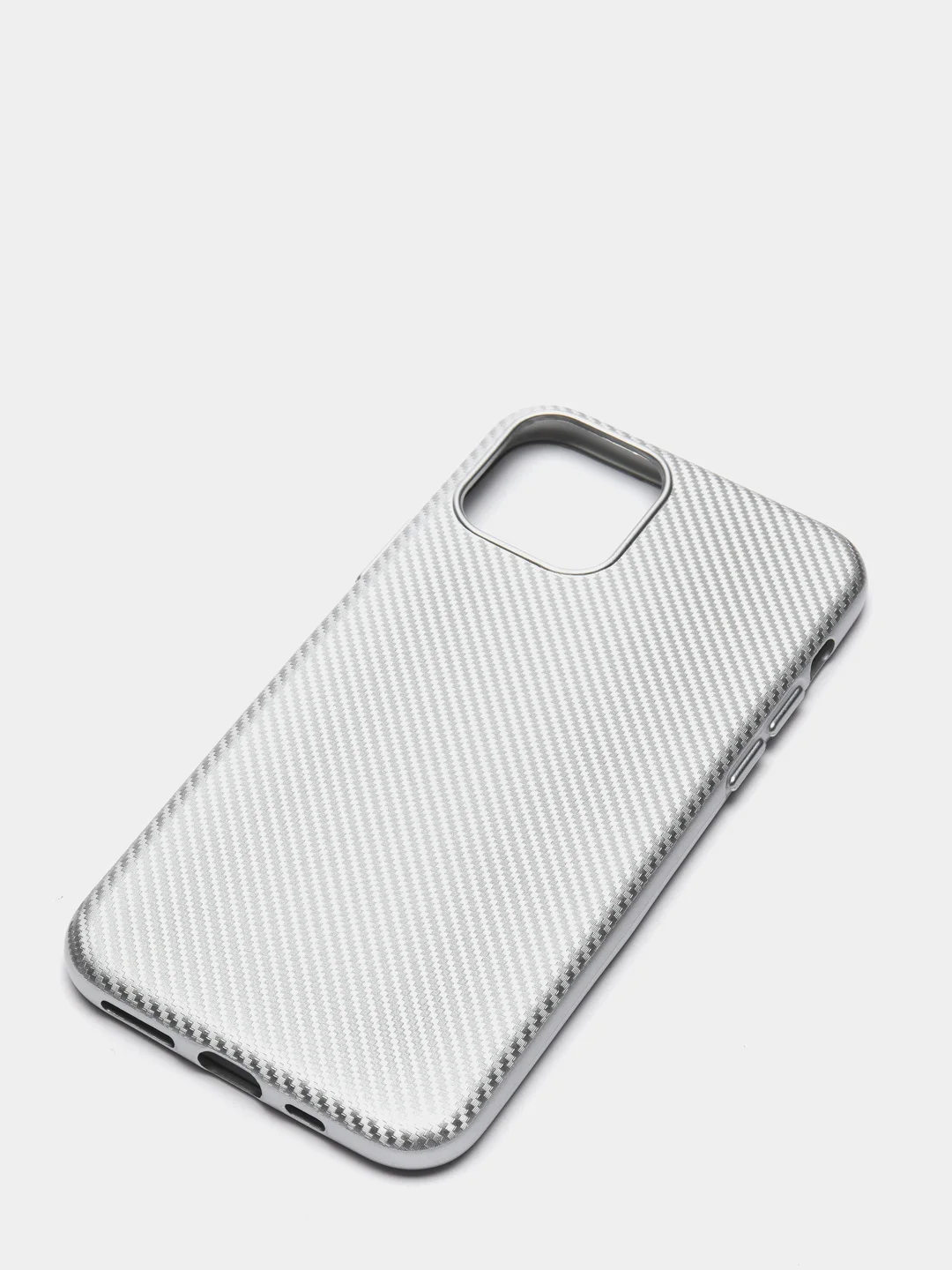Серебряный силиконовый карбоновый чехол на iPhone 6, 6S / 7, 8 / 7 Plus, 8 Plus / X, XS / XR / XS Max / 11 / 11 Pro