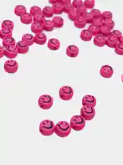 Фуксия бусины со смайликами, для плетения браслетов, бисер смайлики