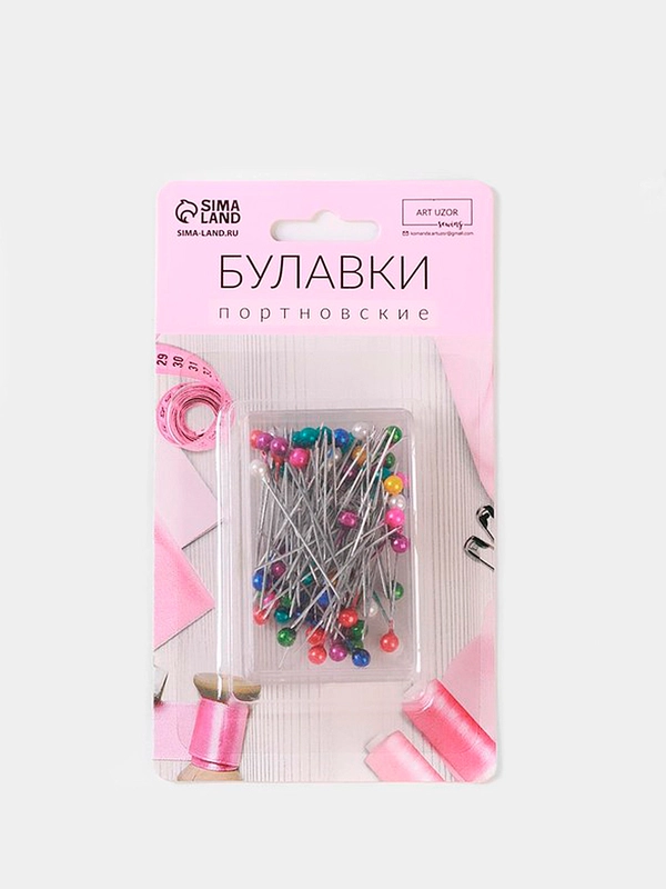 Булавки портновские, 35 мм, 80 штук, разноцветные