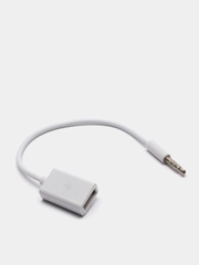 Кабель для автомагнитолы OTG - 3.5 Jack 0,14 м. USB (мама) 3.5 Jack (папа)