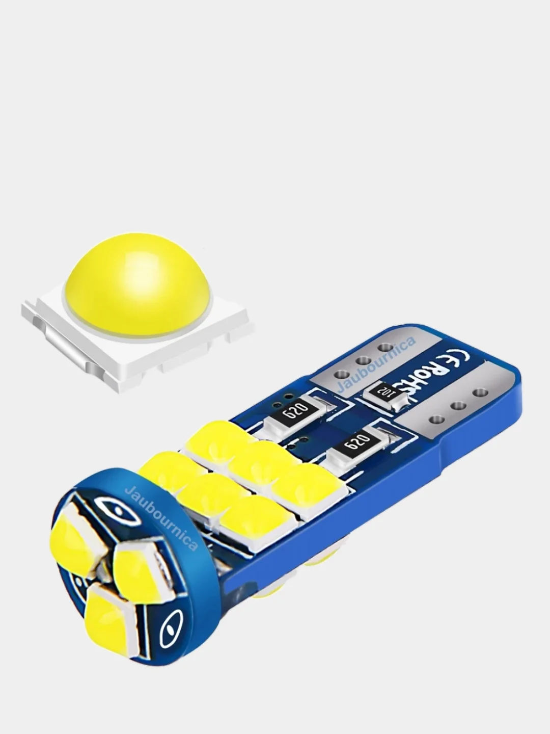 Светодиодные лампы W5W (2шт) габарит, салон, подсветка номера. 15SMD 3030 NEW CHIP