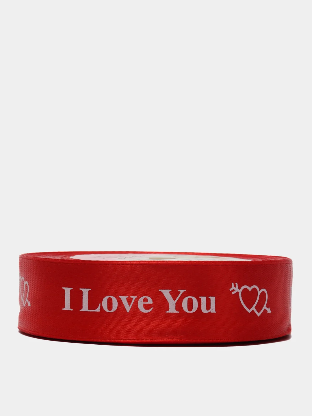 Лента атласная I Love You, 25 мм  23 м, цвет красный
