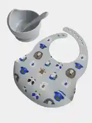 Серый детская посуда для кормления,тарелка на присоске,нагрудник