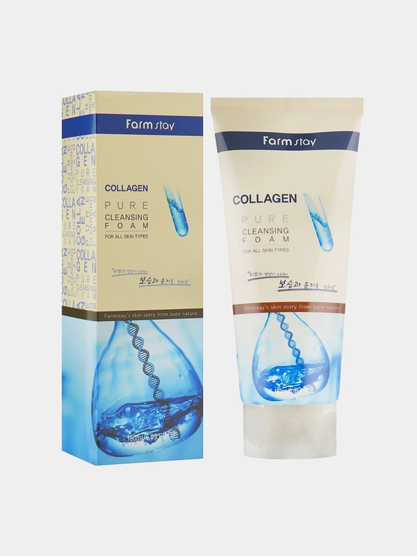 Пенка для умывания Farmstay collagen pure cleansing foam, 180 мл