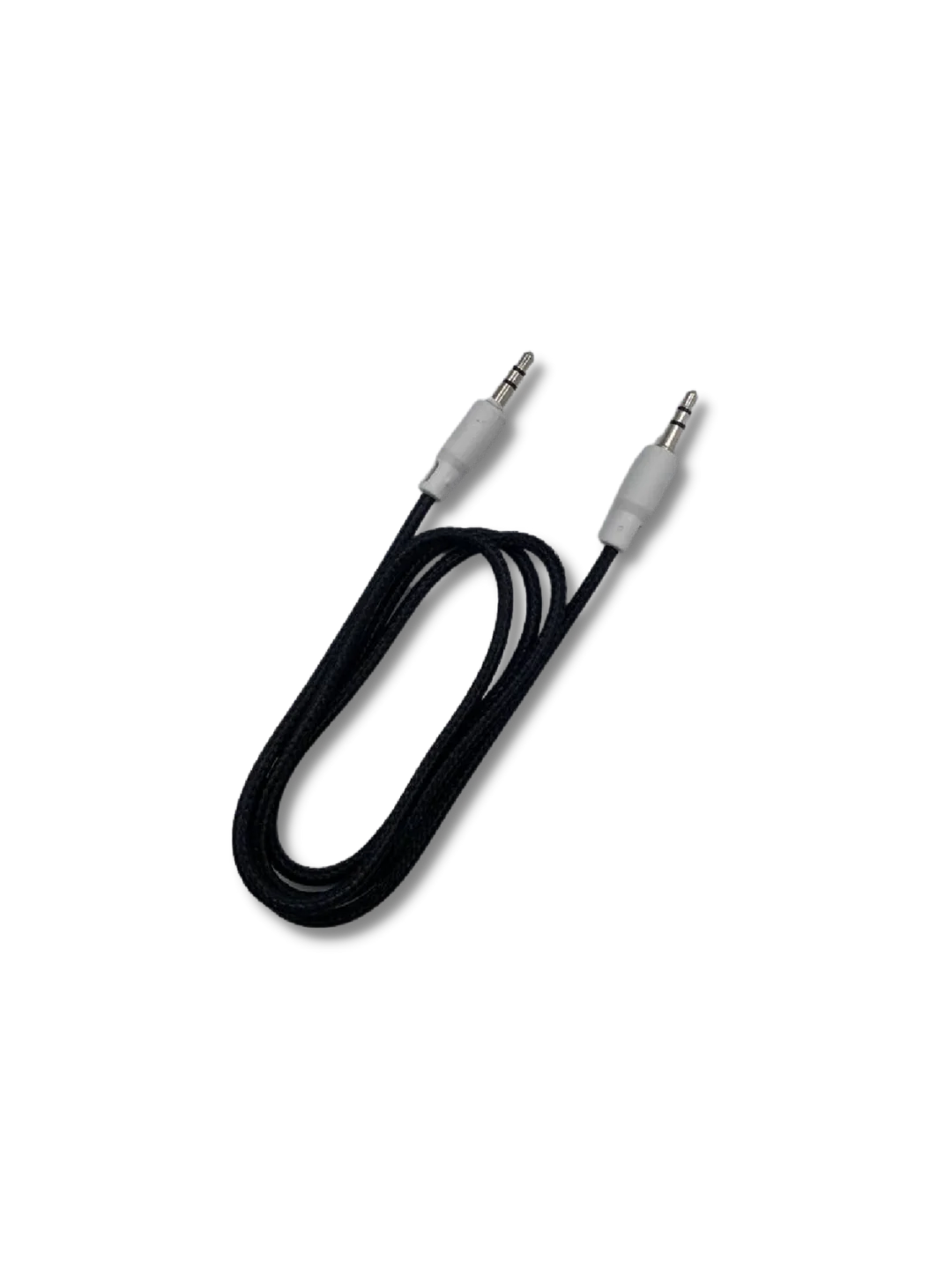 Черный кабель AUX в тканевой оплетке, AUX jack 3.5 мм, 0,85 м