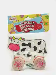 Развивающая деревянная Шнуровка-каталка "Коровка"