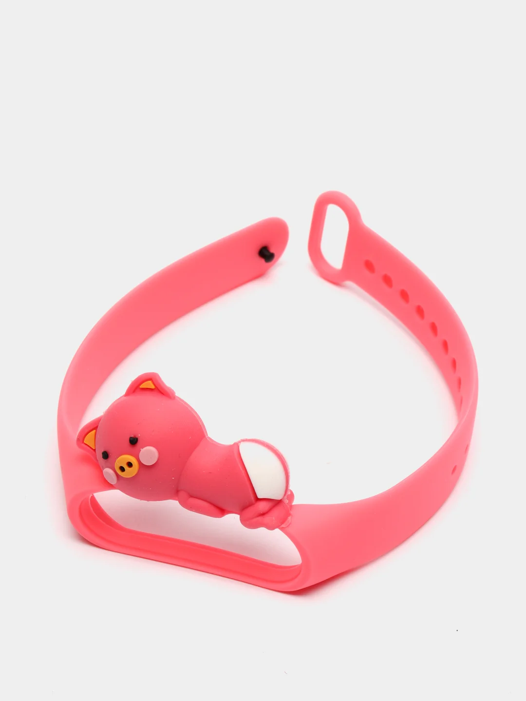 Розовый силиконовый ремешок Xiaomi Mi Band 3 и Band 4 "Мультяшки"