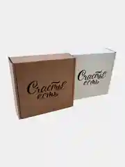 Бежевый коробка из микрогофрокартона 16*16*6 см самосборная 2шт, подарочная "Счастье есть"