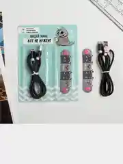 Набор "Кот": держатель для провода и кабель USB iPhone, 1 м