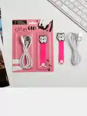 Набор: держатель для провода и кабель USB lightning "Oh, my cat", 1 м