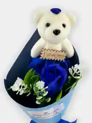 Морской букет из мыльной розы с мишкой