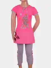 Коралловый комплект для девочек: туника и велосипедки, 2-12 лет