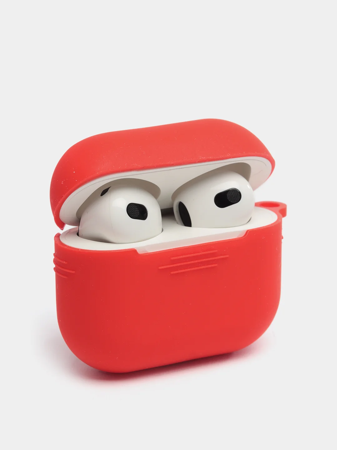 Красный силиконовый чехол для Apple AirPods 3 поколения 2021 (с карабином)