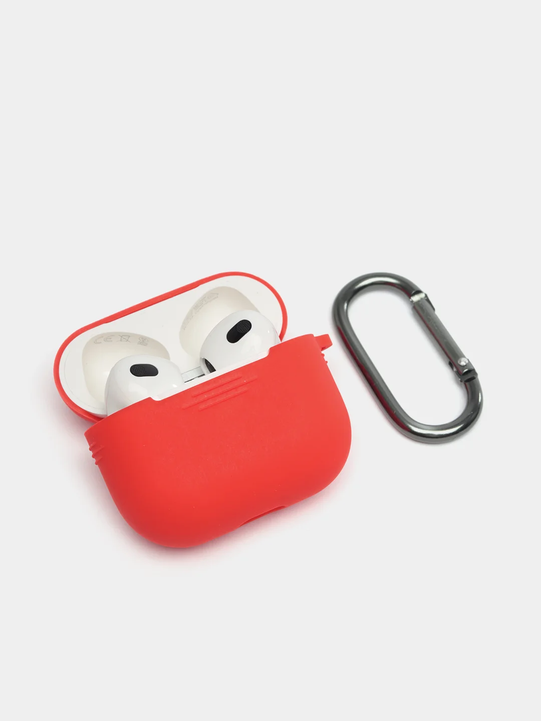 Красный силиконовый чехол для Apple AirPods 3 поколения 2021 (с карабином)