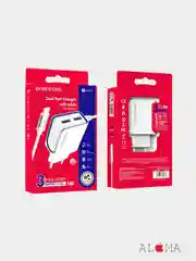Сетевое зарядное устройство Borofone BA35A, 2хUSB + кабель для Apple iPhone lightning 2.1A