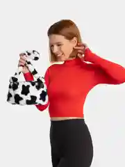 Плюшевая сумка с коровьим принтом