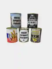 Зелёный хаки носки мужские в банке, подарочные