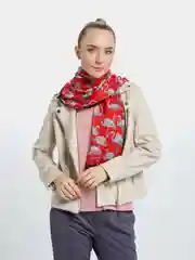 Красный шарф шифоновый с фламинго