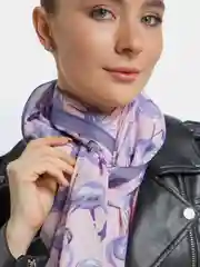 Индиго шарф шифоновый с фламинго
