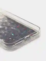 Черный силиконовый чехол-накладка с жидкими блестками для iPhone