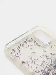 Черный силиконовый чехол-накладка с жидкими блестками для iPhone