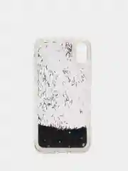 Черный силиконовый чехол-накладка с жидкими блестками для iPhone